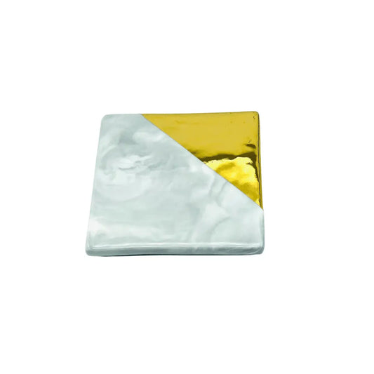 Square Marble Glue Plate Grey and Gold - Diamond Lash Supplies 